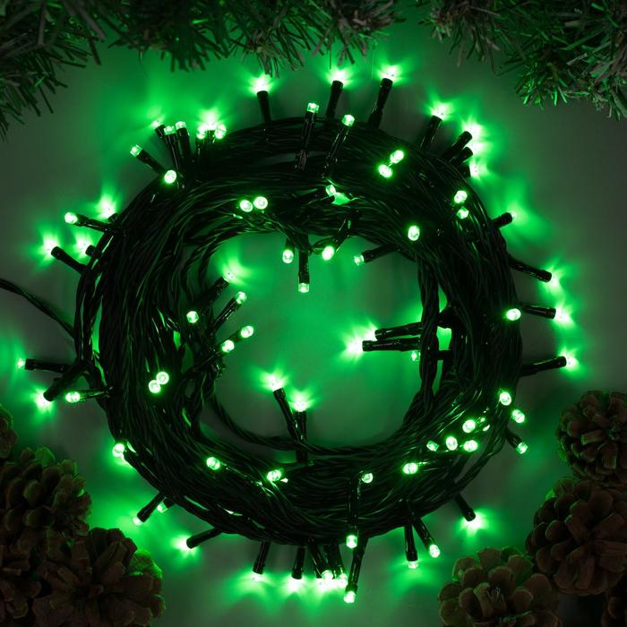 Гирлянда "Нить" 10 м, свечение зелёное, IP44