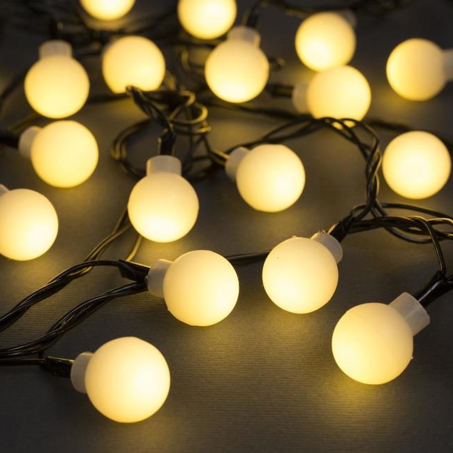 Гирлянда "Нить - с насадками" 5 м, «Шарики белые», свечение тёплое белое, 8 режимов, IP20