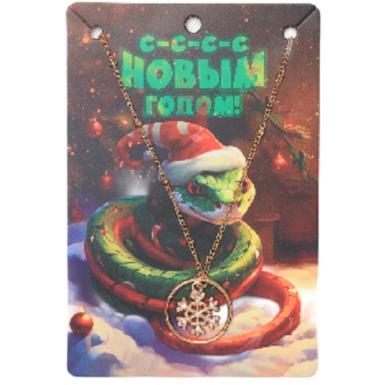 Кулон "Новогодний" снежинка в кольце, цвет белый в серебре, 45 см   9667990