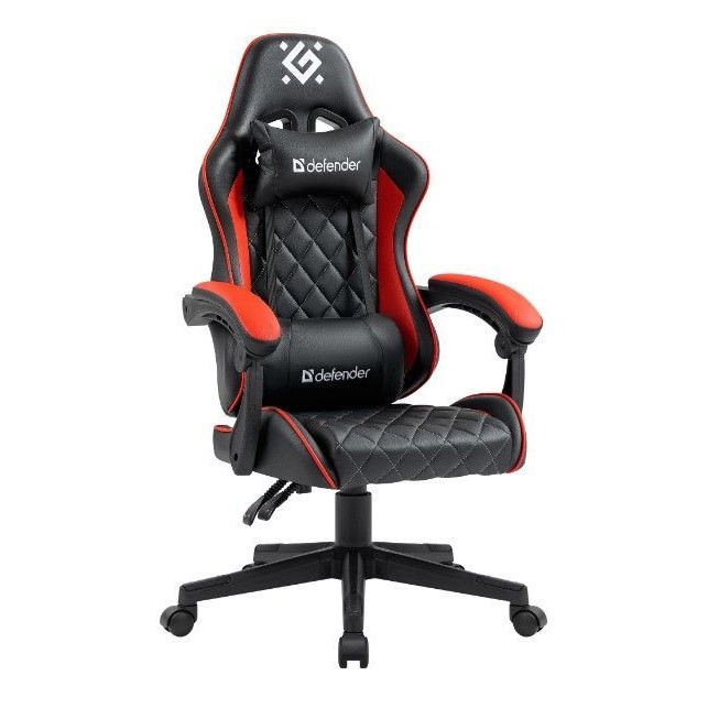 Кресло игровое Defender Majestic (Черный/красный, газлифт класс 4, 2 подушки)