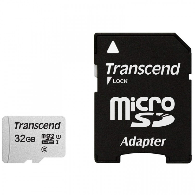 Micro SD 32Gb Transcend Class 10 UHS-I 300S U1 с адаптером SD
