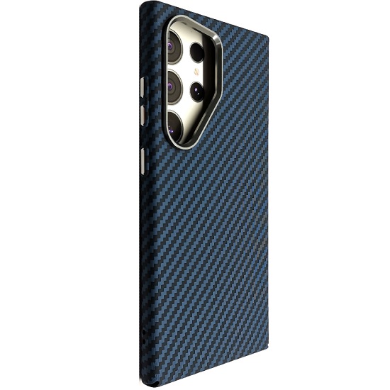 Задняя накладка LUXO Magsafe для SAMSUNG Galaxy S23 Ultra, под карбон, синий