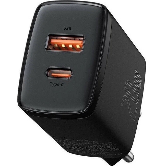 Сетевое ЗУ 1USB/1Type-C BASEUS 20W Compact Quick Charger (CCXJ-B01) черный
