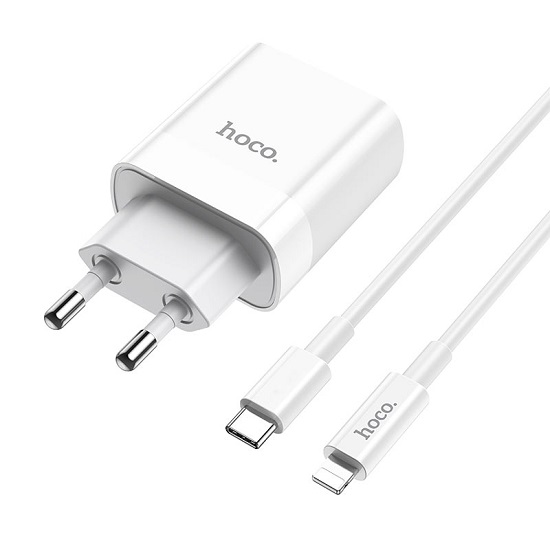 Сетевое ЗУ 2USB 3A HOCO C80A, Rapido, белый, 30Вт, Lightning-Type-C