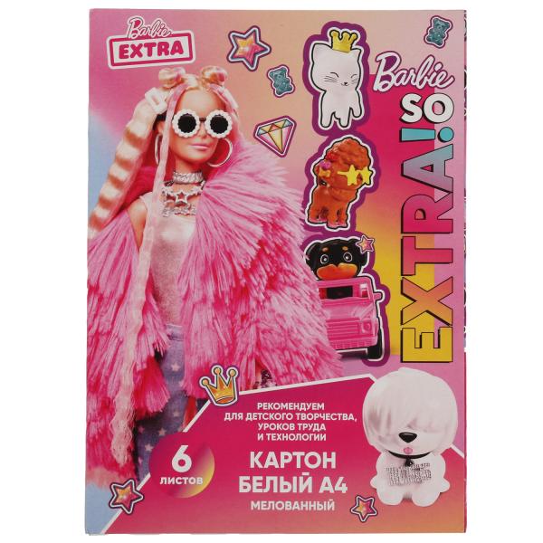 Картон БАРБИ белый, мелов, 6л, а4 барби 320291