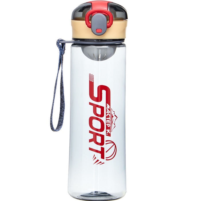 Бутылка складная 500 мл с пластиковой крышкой и поильником, МИКС