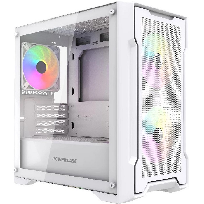 Корпус Powercase Mistral Micro X3W ARGb, Tempered Glass, 3x 120mm ARGb PWM Fan, белый, mATX (CMMXW-A3)