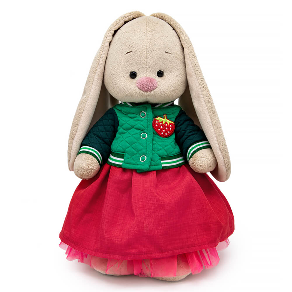 Мягкая игрушка Зайка Ми в бомбере с земляничкой, 25 см (StS-660)