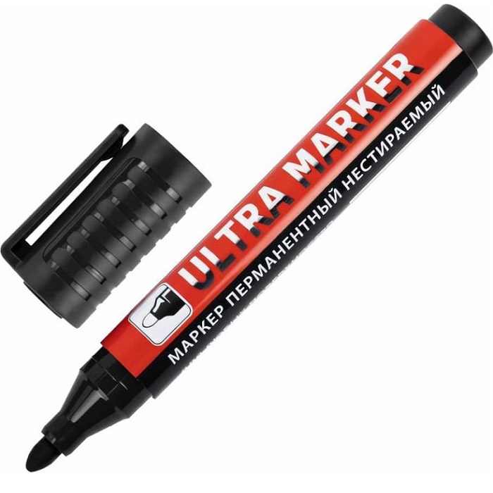Маркер перманентный ULTRA MARKER, ЧЕРНЫЙ, 3,5 мм, BRAUBERG, 152204