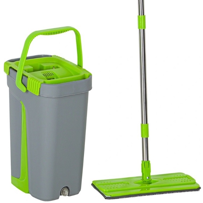 Швабра с ведром 9л GELBERK, отсек полоскания 4,5л, отжим, 3 насадки 32,5*12,5см ЗЕЛЕНЫЙ GL-BMP009-2