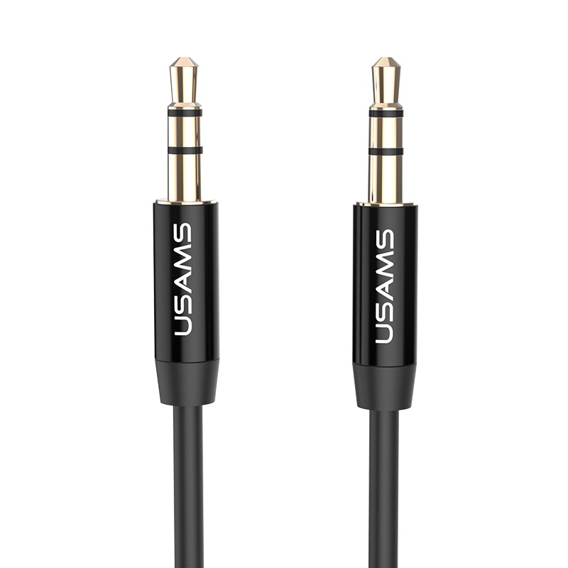 Кабель Jack 3.5 <--> Jack 3.5  1.0м USAMS YP-01, 1.0м, круглый, чёрный, в коробке