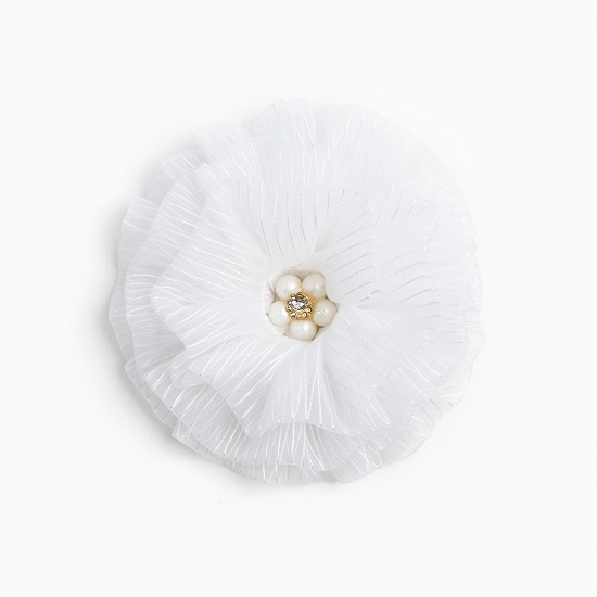 Бант для волос на резинке школьный, белый, 11 см, Минни Маус