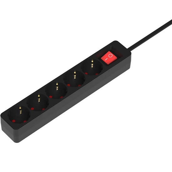 Сетевые фильтр 2.0м RITMIX RM-250K Black, 5 розеток, 16A
