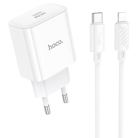 Сетевое ЗУ 1Type-C 3.1A HOCO C76A Pro белое, Lightning, PD30W