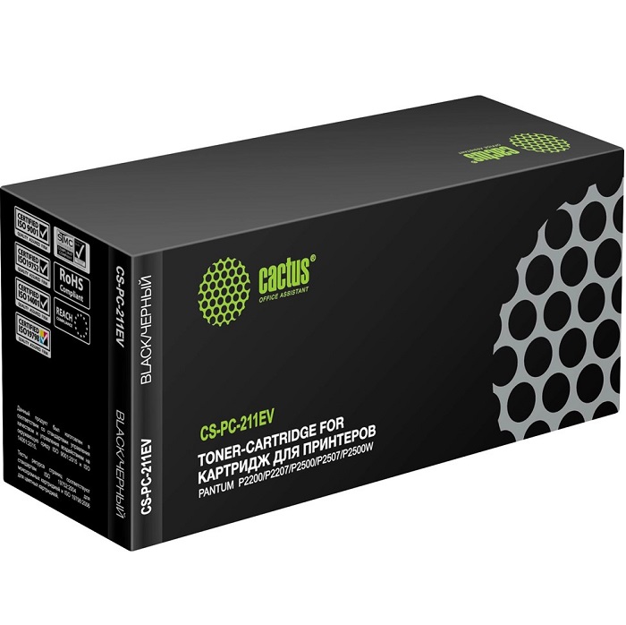 Картридж лазерный Cactus CS-PC-211EV PC-211EV черный (1600стр.) для Pantum P2200/P2207/P2500/P2507/P2500W/M6500/M6550/M6607