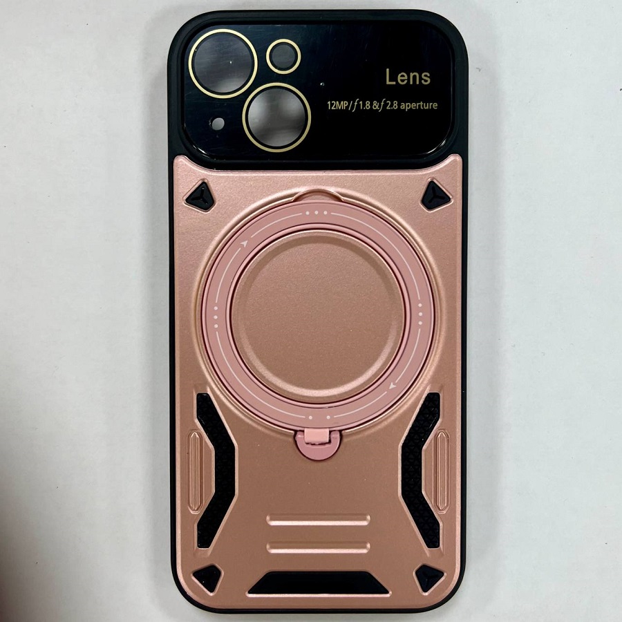 Силиконовый чехол BRISTOL Magsafe для iPhone 15 розовый , защита камеры, кольцо-подставка