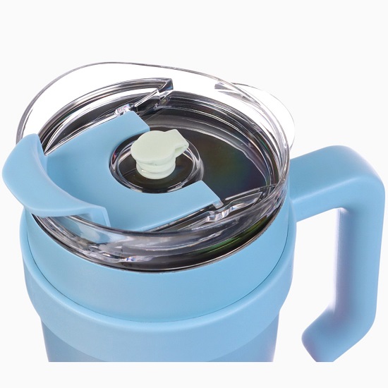 Термокружка, 900 мл, с трубочкой, нержавеющая сталь, голубая, розовая 10795127