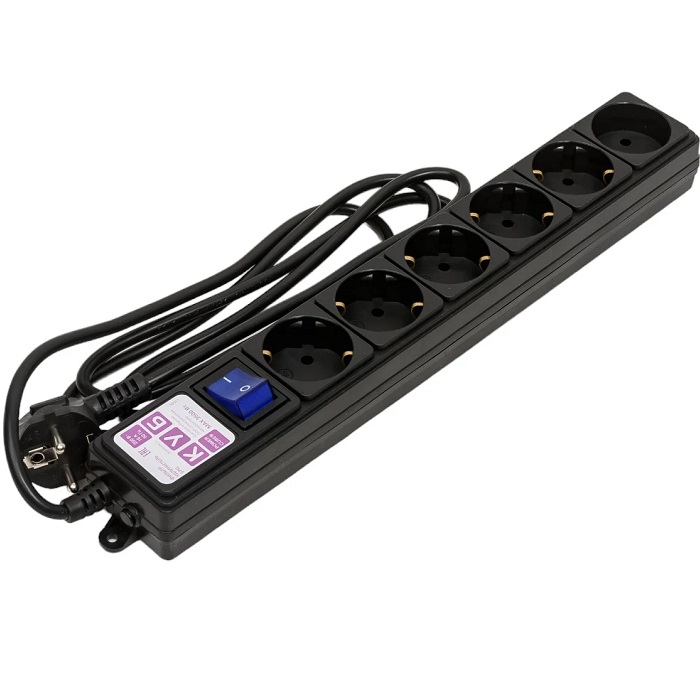 Сетевой фильтр 1.9м PowerCube SPG6-B1,9M (21887), черный, 6 розеток, 16А