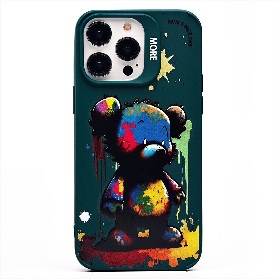 Задняя накладка SC335 для iPhone 14 Pro Max  (медведь) (dark green) (227043)