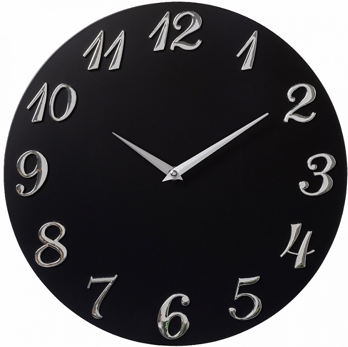 Часы настенные РУБИН "Классика", интерьерные из МДФ, d=35 см, черный (3539-001)