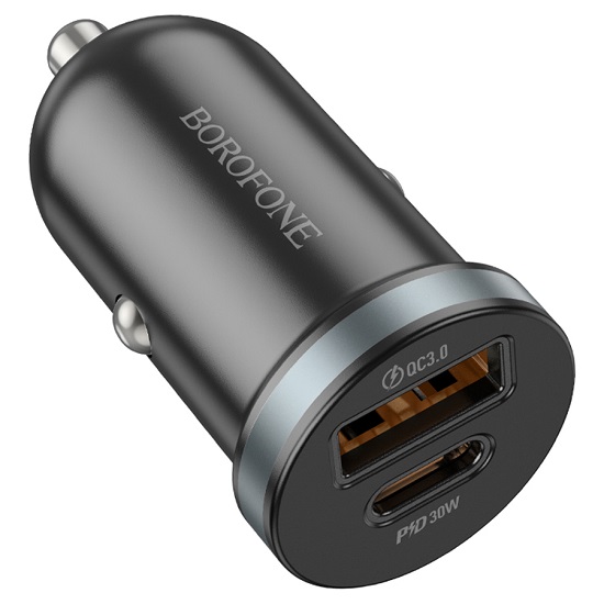 Авто ЗУ 1USB/1Type-C BOROFONE BZ22 черный, PD30W