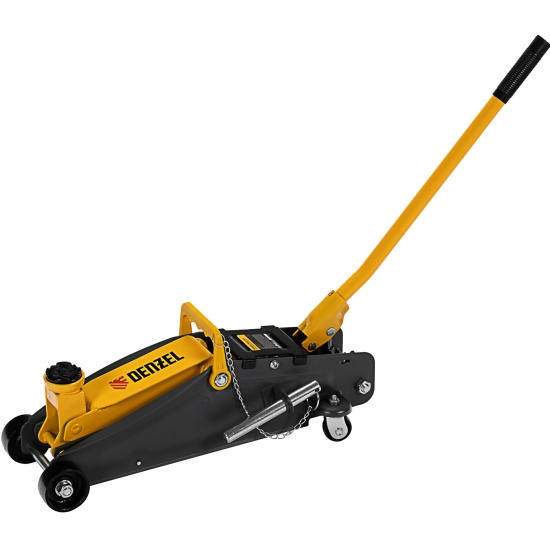 Домкрат гидравлический подкатной с фиксатором, 2,8 т, 135-385 мм, в кейсе// Denzel