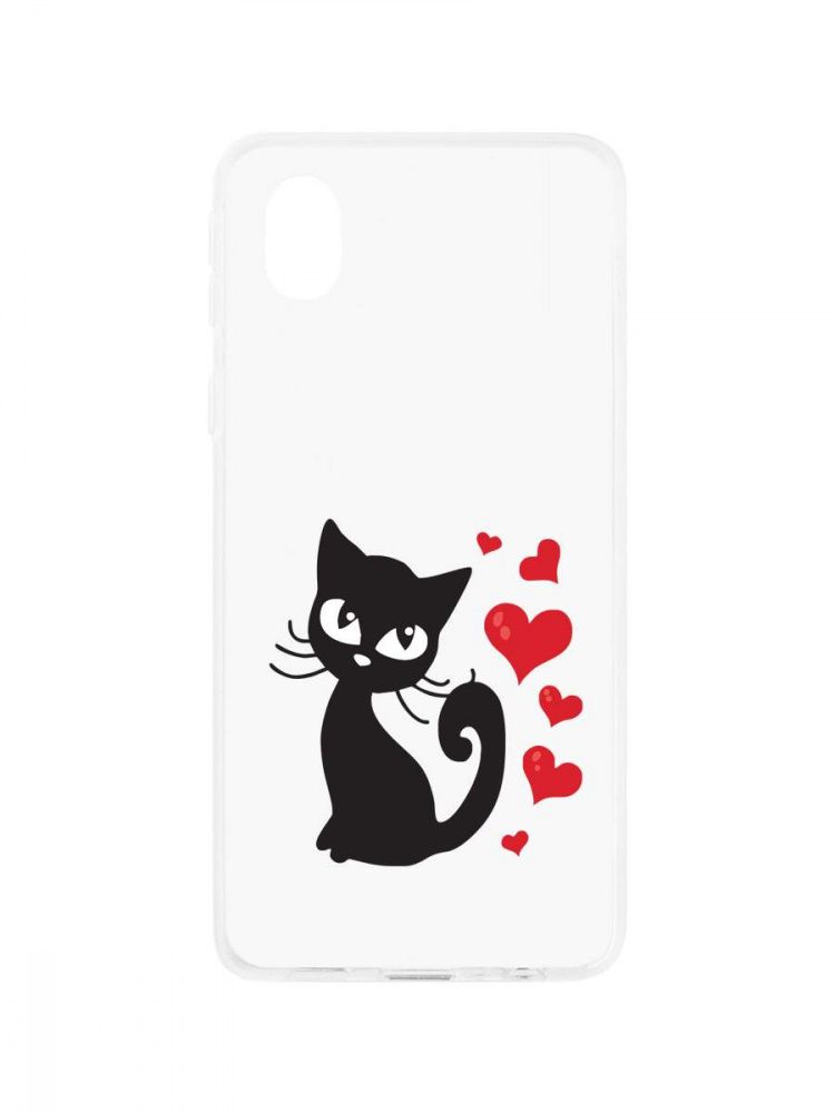 Задняя накладка ZIBELINO Art для Samsung Galaxy A01 (прозрачный) влюбленная кошка