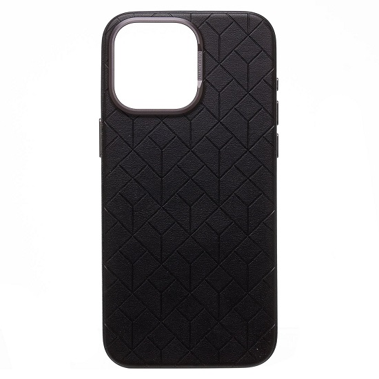 Задняя накладка SM089 SafeMag экокожа  для iPhone 15 Pro Max (black)