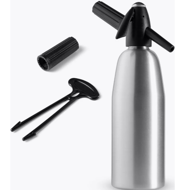 Сифон для газирования воды и напитков, 1л., серебристый + набор