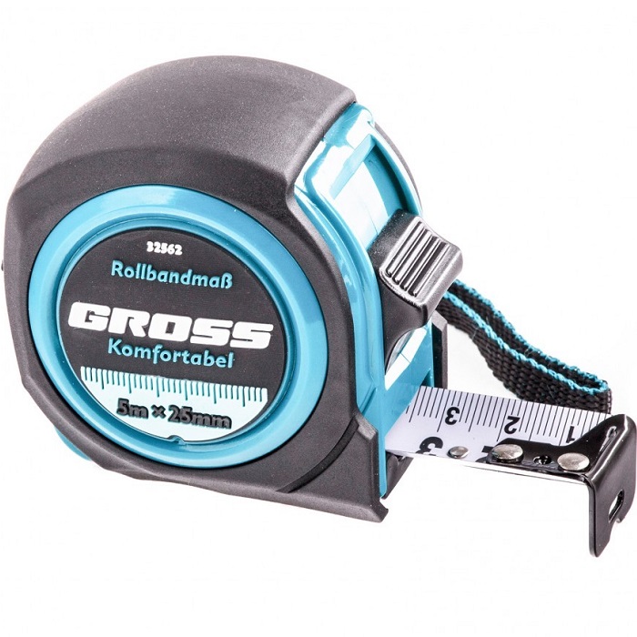 Рулетка Komfortabel, 5 м х 25 мм GROSS, обрезиненный корпус// 32562
