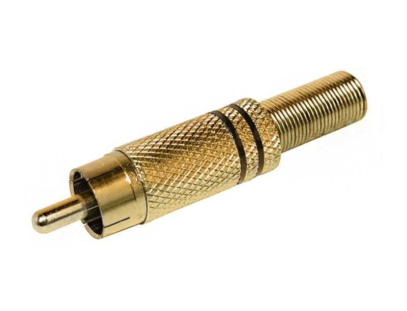 Штекер RCA мет. 2 полоски Gold