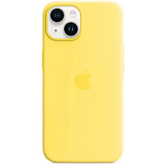 Силиконовый чехол SILICONE CASE для iPhone 14 Yellow (MagSafe + анимация NFC) c LOGO