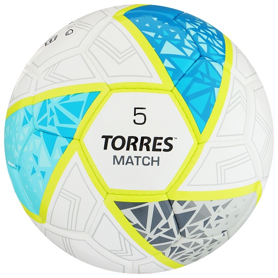 Мяч футбольный TORRES Match, F323975, ручная сшивка, 32 панели, р. 5, PU