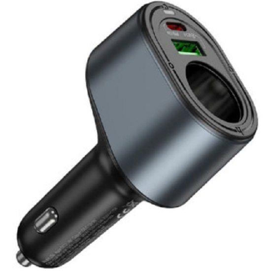 Разветвитель прикуривателя HOCO Z56 Friend (1 выход+1USB/1Type-C) чёрный