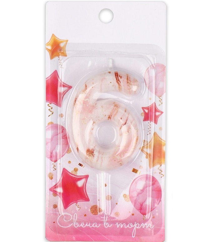 Свеча для торта, цифра «6», 5,5 х 8 см 7695898