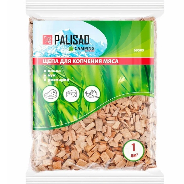 Щепа для копчения мяса (ольха+бук+розмарин), Россия Camping// Palisad 69509