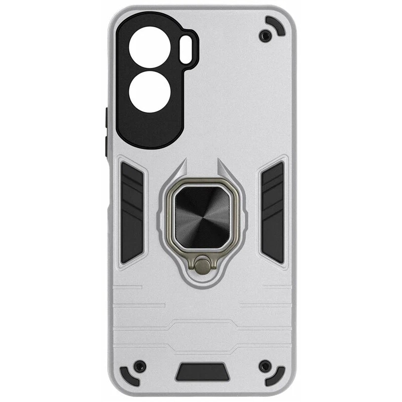 Задняя накладка DF для Honor 90 DF hwCase-140 (silver) с кольцом и пластиной для магнитного держателя