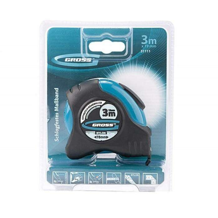 Рулетка  3м х 19мм GROSS Schlagfest 31111, магнитный зацеп, нейлоновое покрытие, автостоп