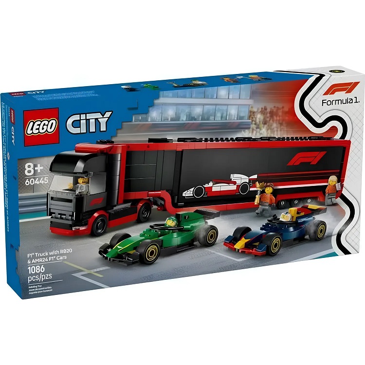 Конструктор LEGO CITY 60445 Грузовик F1 с автомобилями RB20 и AMR24