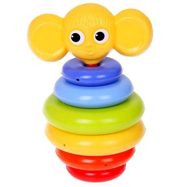 Пирамида-мини "Ушастик" с кольцами, 18 см (в сетке, 8 дет.) 57891