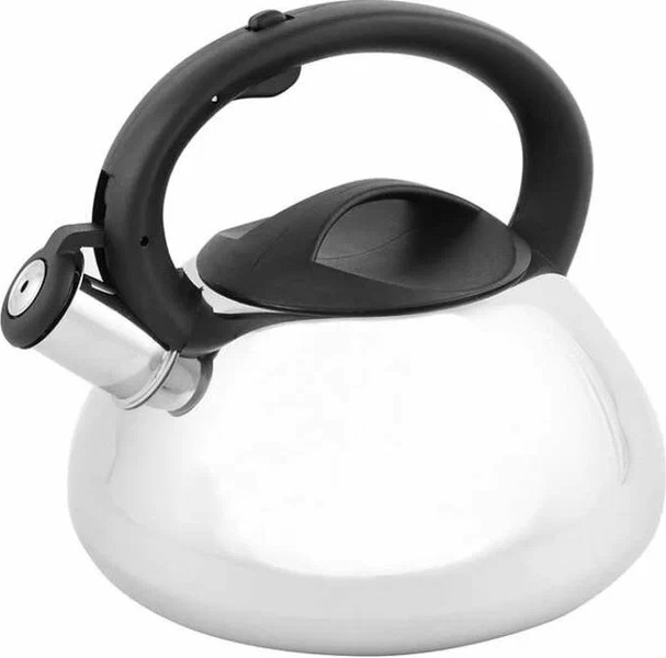 Чайник со свистком MAL-109, из нерж. стали, 3л, полированный, цельнометаллический 910071