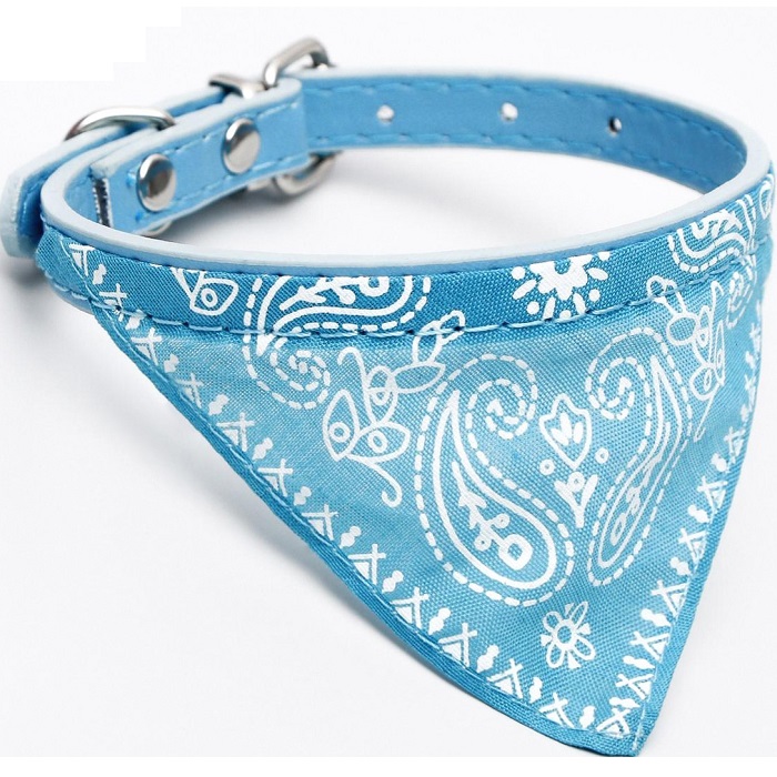 Ошейник с косынкой 32 х 1 см, ОШ 22-28, голубой