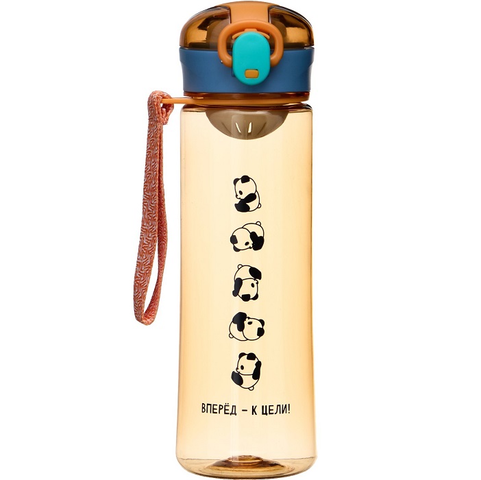 Бутылка складная 500 мл с пластиковой крышкой и поильником, салатово-голубая 