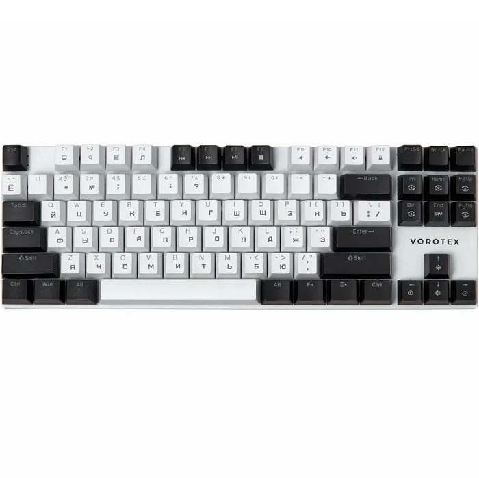 Клавиатура VOROTEX K87S Red Switch, Белый, чёрный