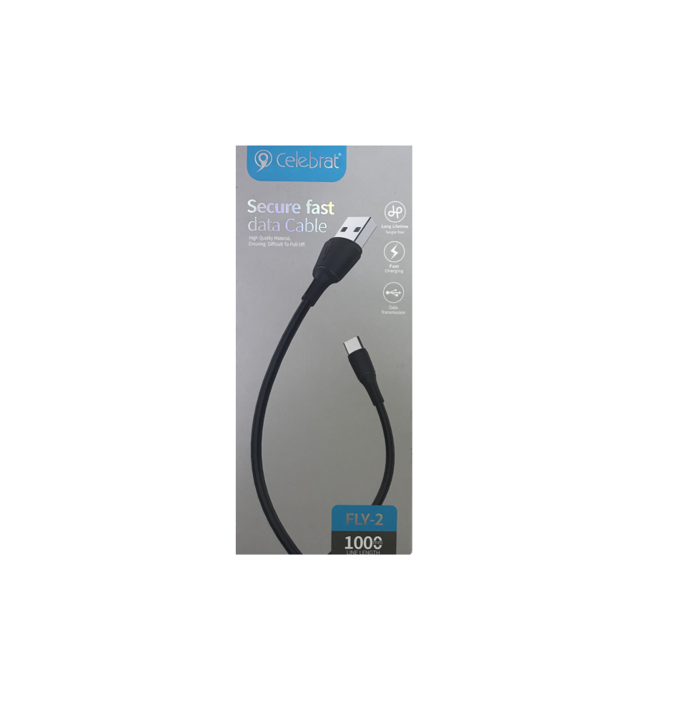 Кабель USB <--> Type-C  1.0м CELEBRAT FLY-2T чёрный