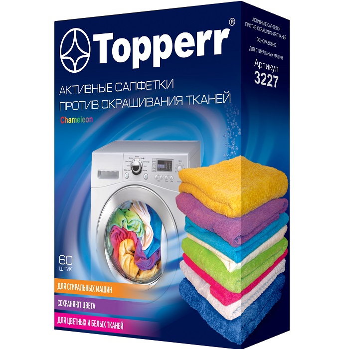 Салфетка для улавливания цвета при стирке TOPPERR 3227 , 60 шт.