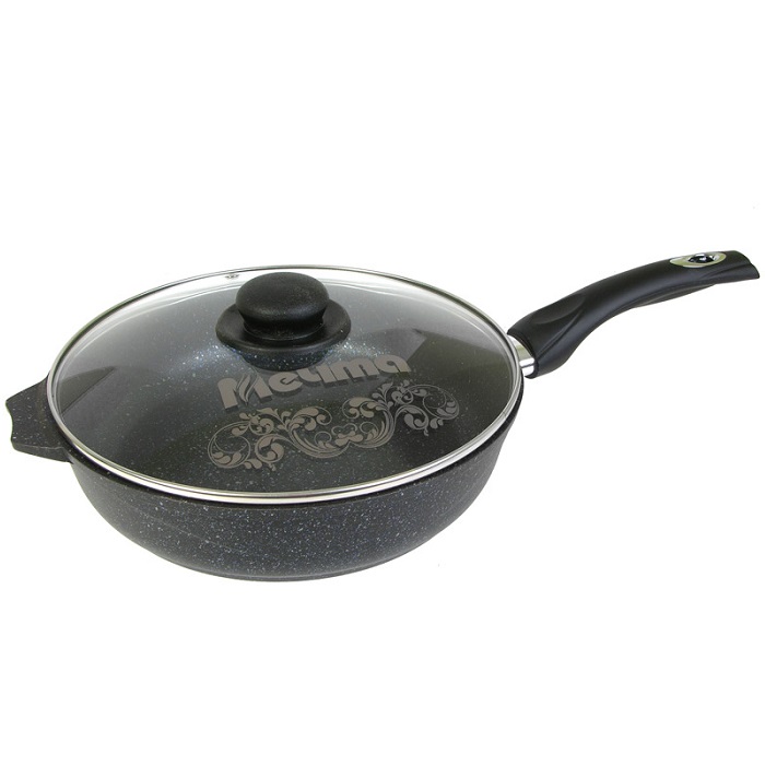 Сковорода 26см МЕЧТА Гранит star с несъемной ручкой и стеклянной крышкой арт.С26803