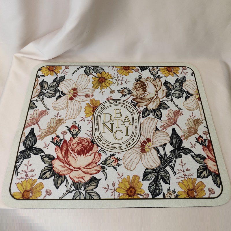 Коврик для сушки посуды цветы бежевый 30х40 см  (С-пакет 35*45)