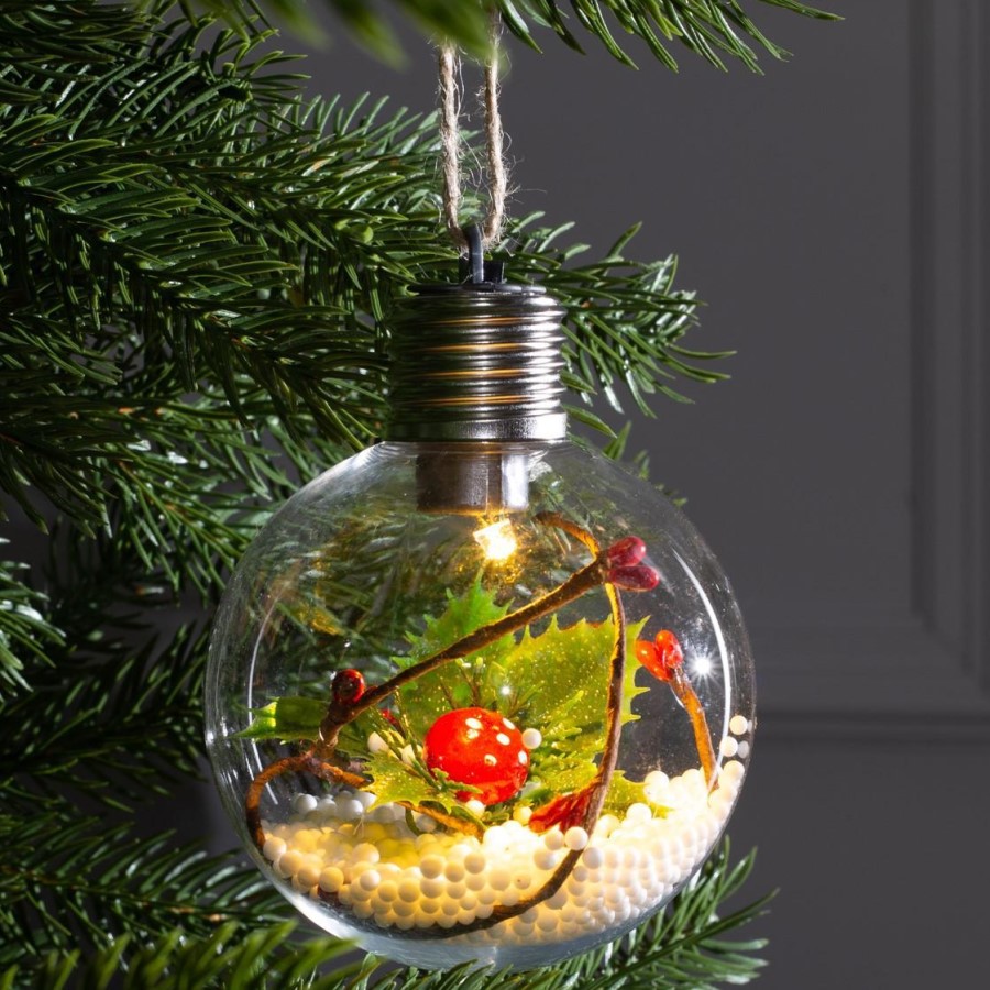 Ёлочный шар «Листочек», батарейки, 1 LED, свечение тёплое белое