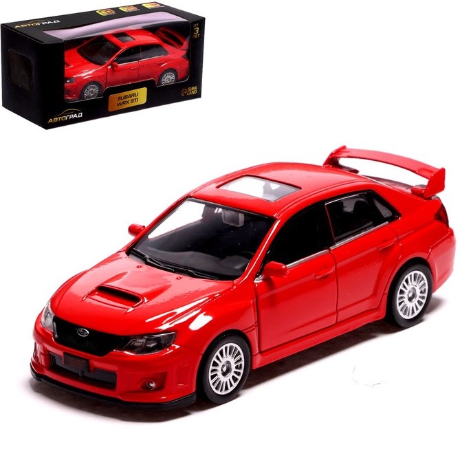 Машина металлическая SUBARU WRX STI, 1:32, инерция, открываются двери, цвет красный